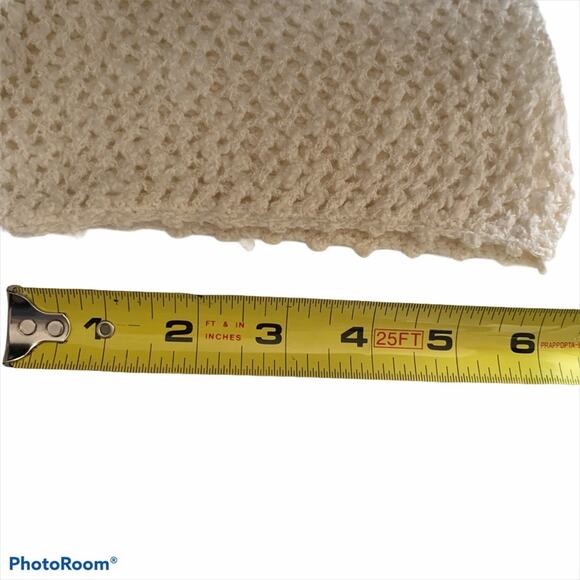 VINTAGE 70s Eyelet Nub Sweater Cream L  Poet Twee Academia Bonnie Lee - Picture 6 of 8